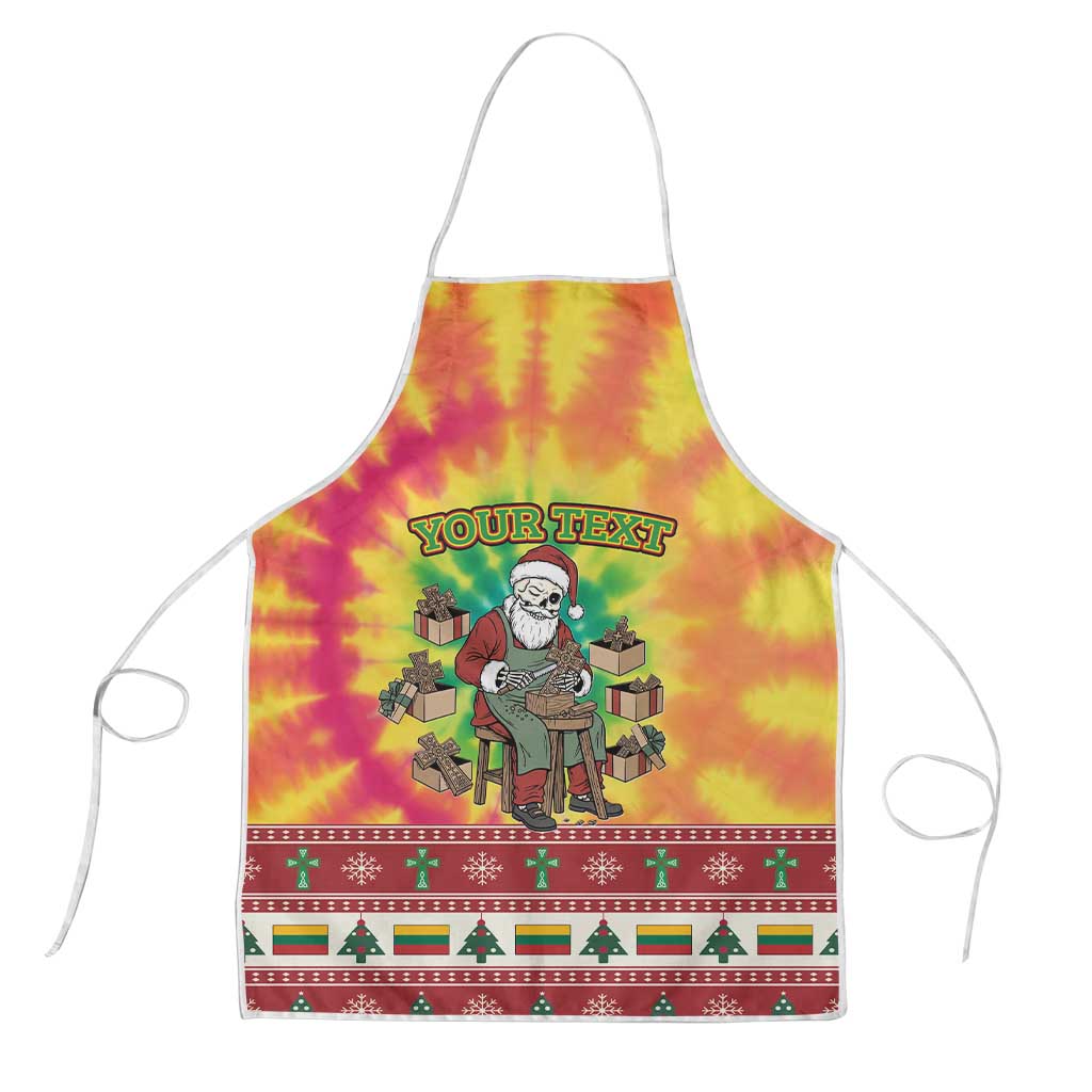 Personalized Lithuania Christmas Apron Skeleton Cross Tie-Dye Vintage - Wonder Print Shop