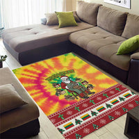 Personalized Lithuania Christmas Area Rug Skeleton Cross Tie-Dye Vintage - Wonder Print Shop