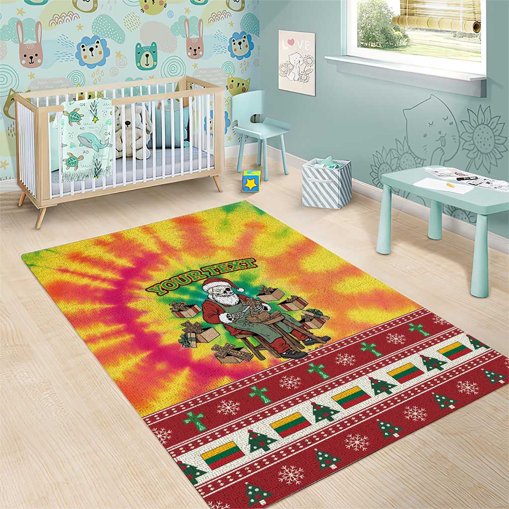 Personalized Lithuania Christmas Area Rug Skeleton Cross Tie-Dye Vintage - Wonder Print Shop