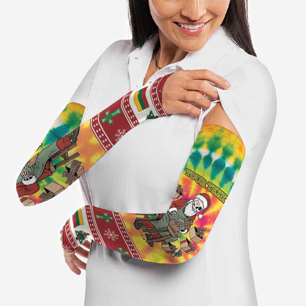 Personalized Lithuania Christmas Arm Sleeves Skeleton Cross Tie-Dye Vintage - Wonder Print Shop