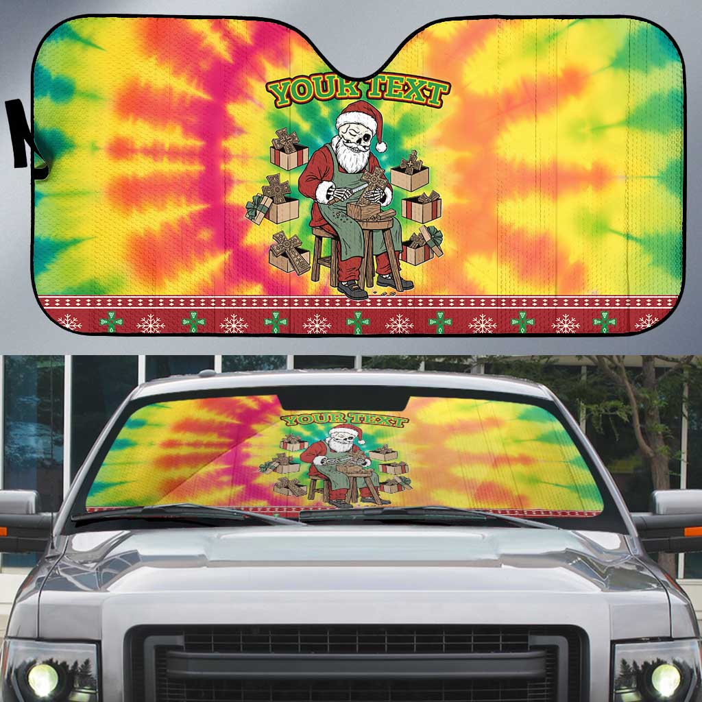 Personalized Lithuania Christmas Auto Sun Shade Skeleton Cross Tie-Dye Vintage - Wonder Print Shop