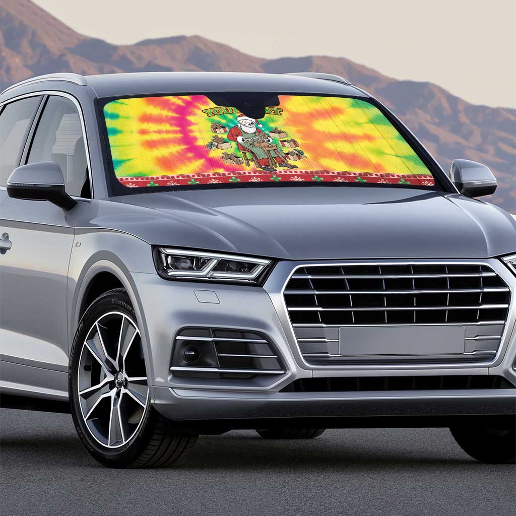 Personalized Lithuania Christmas Auto Sun Shade Skeleton Cross Tie-Dye Vintage - Wonder Print Shop