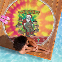 Personalized Lithuania Christmas Beach Blanket Skeleton Cross Tie-Dye Vintage - Wonder Print Shop