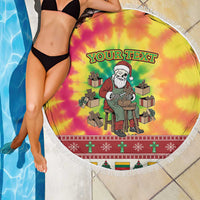 Personalized Lithuania Christmas Beach Blanket Skeleton Cross Tie-Dye Vintage - Wonder Print Shop