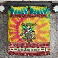 Personalized Lithuania Christmas Bedding Set Skeleton Cross Tie-Dye Vintage - Wonder Print Shop