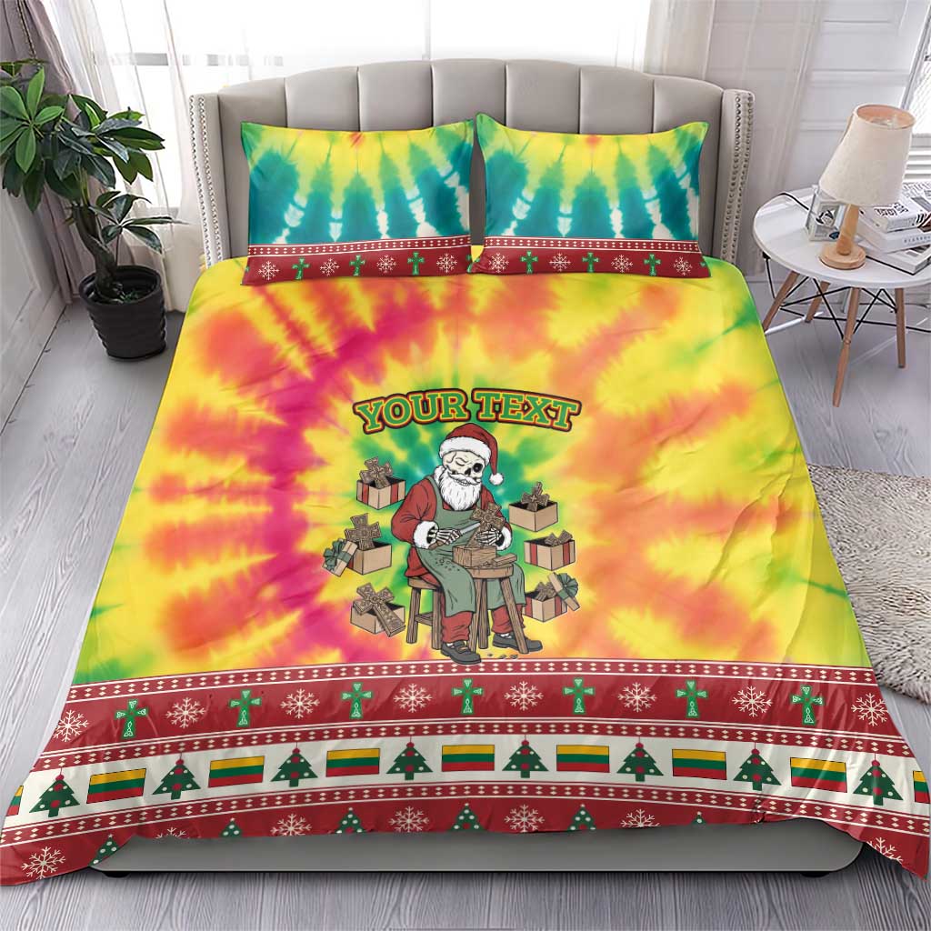 Personalized Lithuania Christmas Bedding Set Skeleton Cross Tie-Dye Vintage - Wonder Print Shop