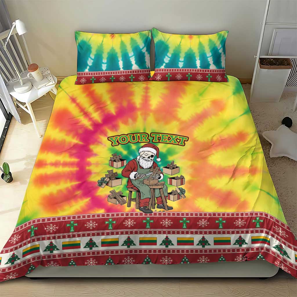 Personalized Lithuania Christmas Bedding Set Skeleton Cross Tie-Dye Vintage - Wonder Print Shop