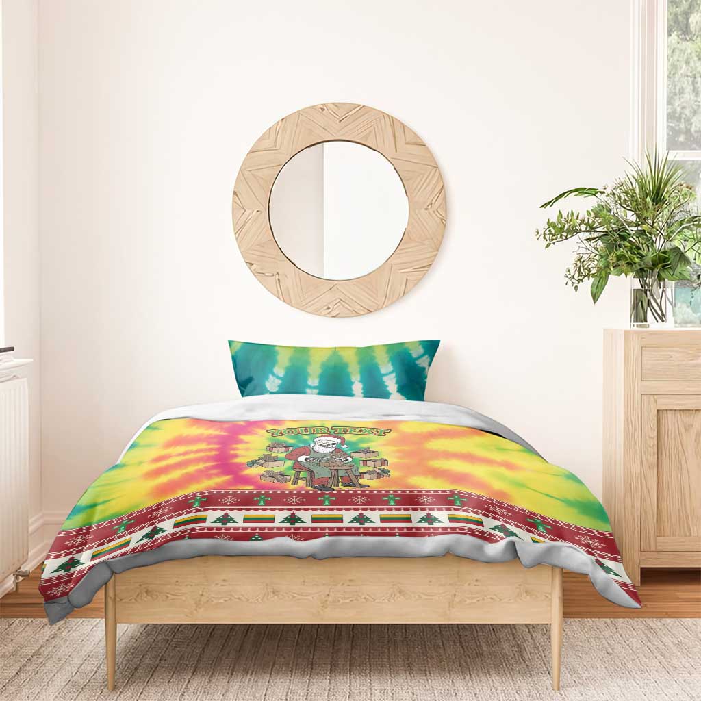 Personalized Lithuania Christmas Bedding Set Skeleton Cross Tie-Dye Vintage - Wonder Print Shop
