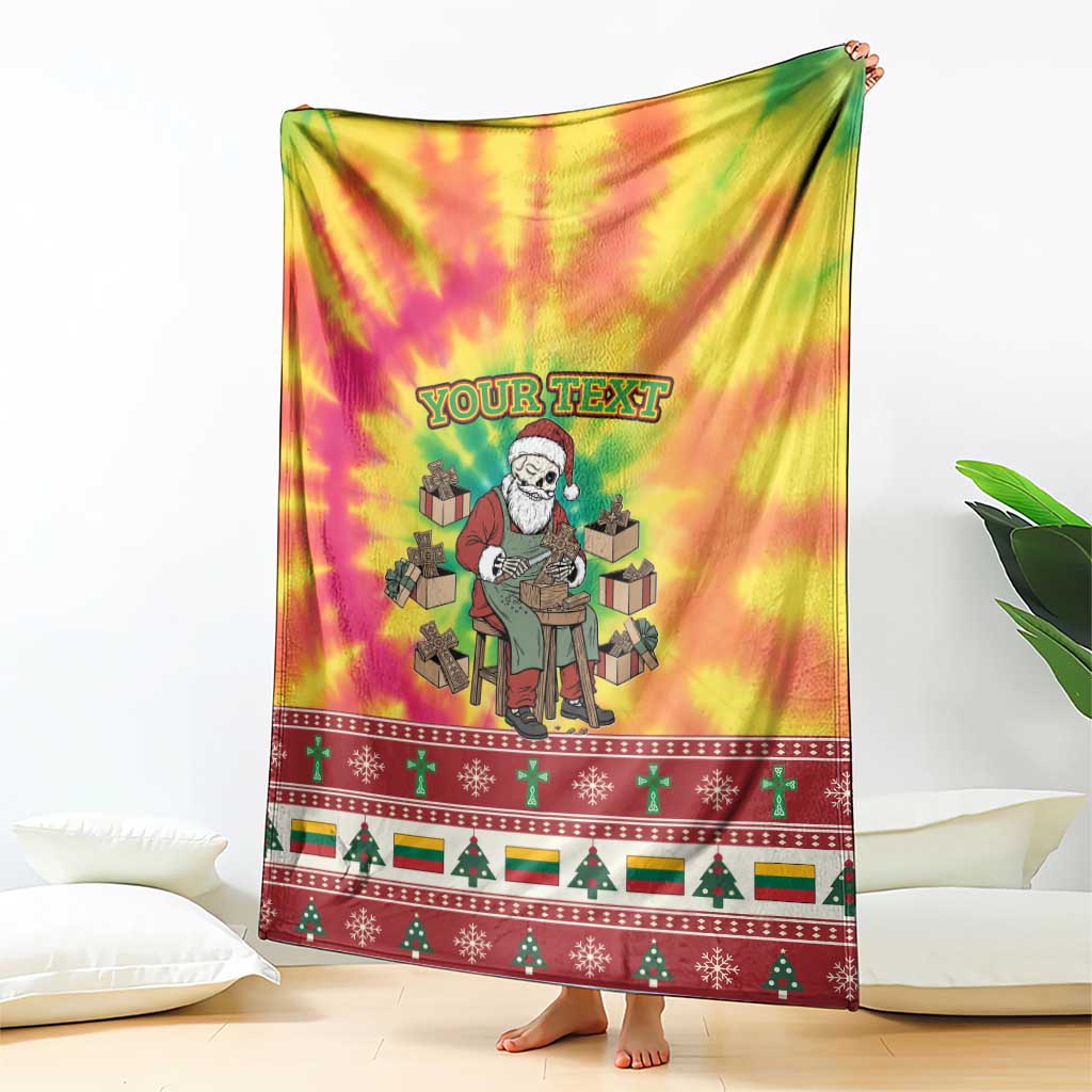 Personalized Lithuania Christmas Blanket Skeleton Cross Tie-Dye Vintage - Wonder Print Shop