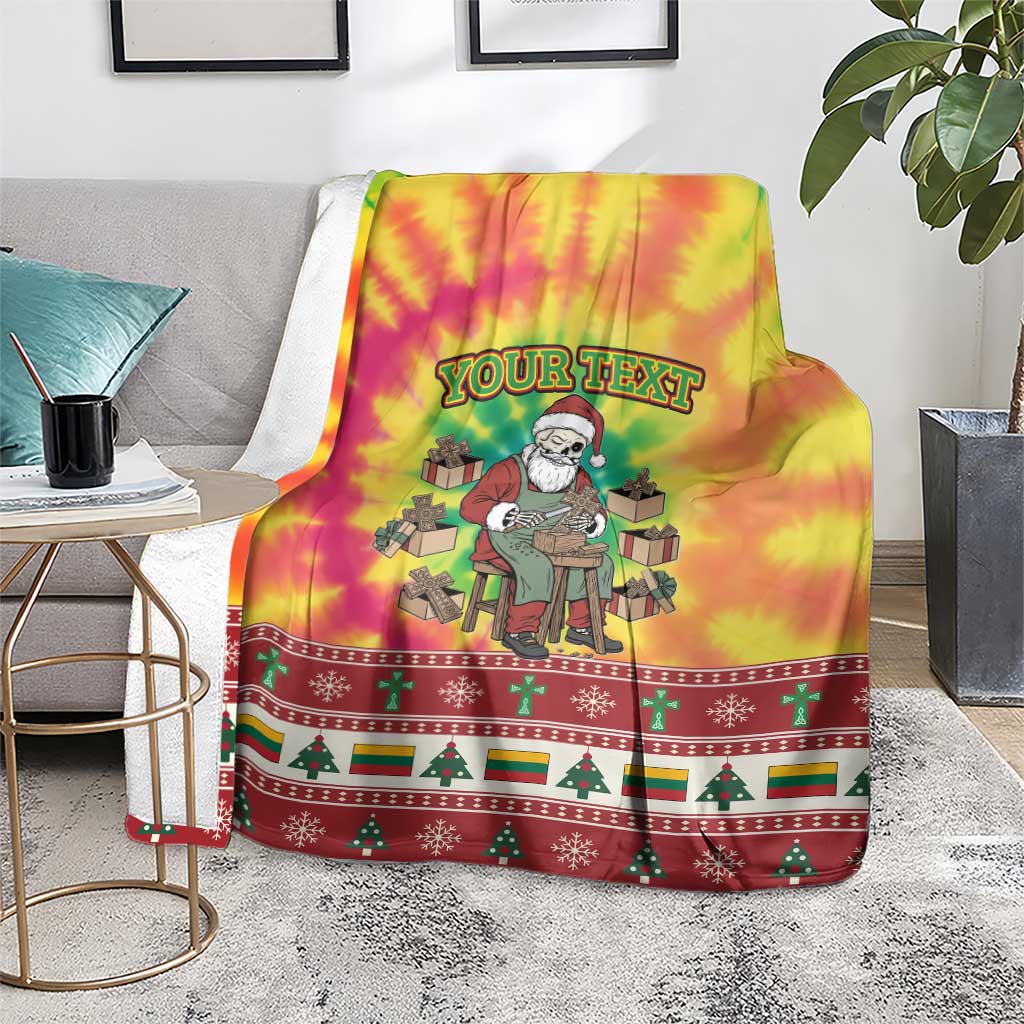 Personalized Lithuania Christmas Blanket Skeleton Cross Tie-Dye Vintage - Wonder Print Shop