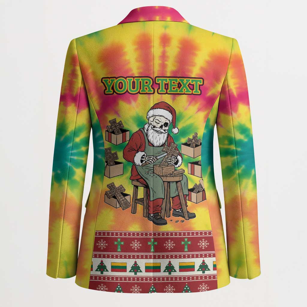 Personalized Lithuania Christmas Blazer Skeleton Cross Tie-Dye Vintage - Wonder Print Shop