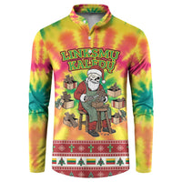 Personalized Lithuania Christmas Button Sweatshirt Skeleton Cross Tie-Dye Vintage - Wonder Print Shop