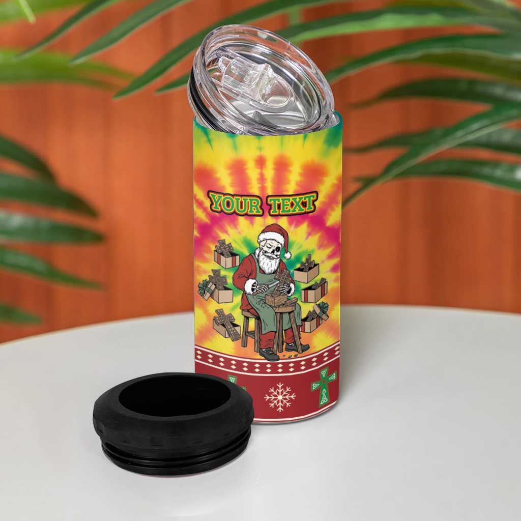 Personalized Lithuania Christmas 4 in 1 Can Cooler Tumbler Skeleton Cross Tie-Dye Vintage - Wonder Print Shop