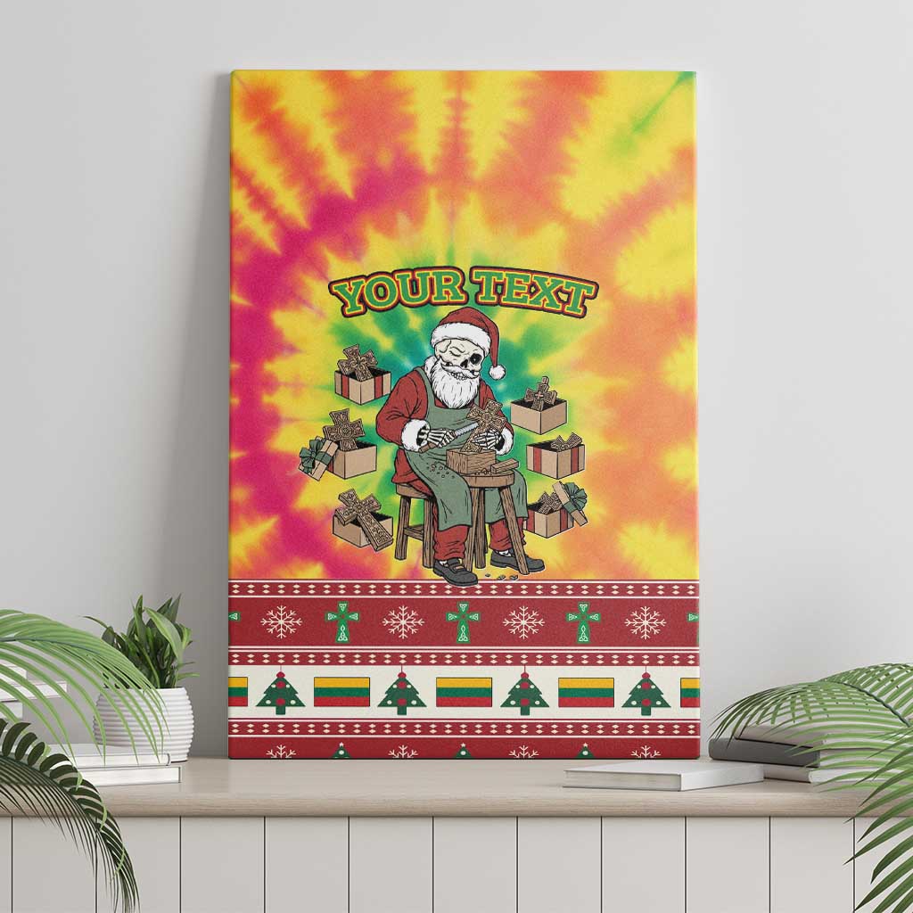 Personalized Lithuania Christmas Canvas Wall Art Skeleton Cross Tie-Dye Vintage - Wonder Print Shop