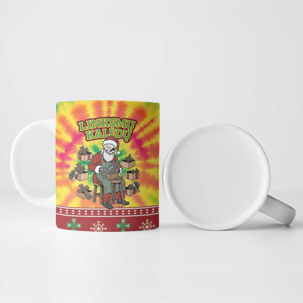 Personalized Lithuania Christmas Ceramic Mug Skeleton Cross Tie-Dye Vintage - Wonder Print Shop