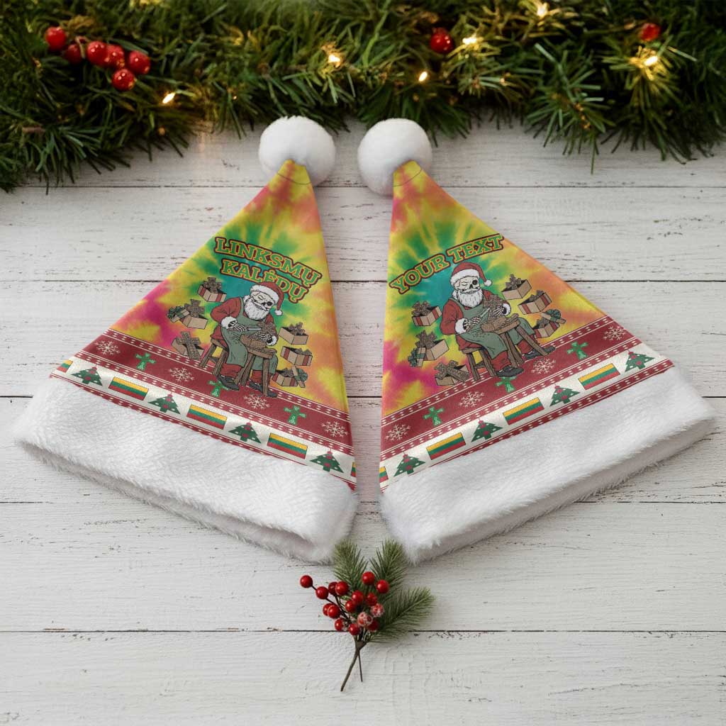 Personalized Lithuania Christmas Santa Hat Skeleton Cross Tie-Dye Vintage - Wonder Print Shop