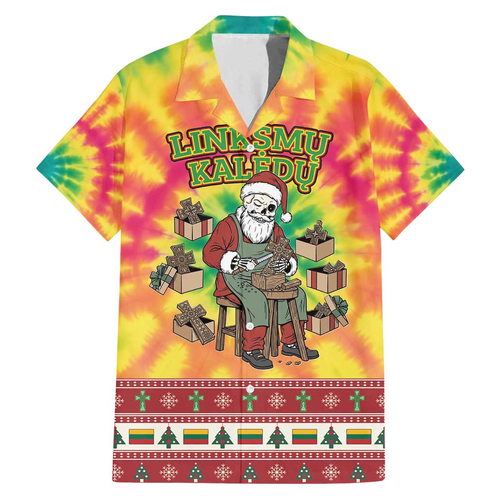 Personalized Lithuania Christmas Family Matching Mermaid Dress and Hawaiian Shirt Skeleton Cross Tie-Dye Vintage - Wonder Print Shop