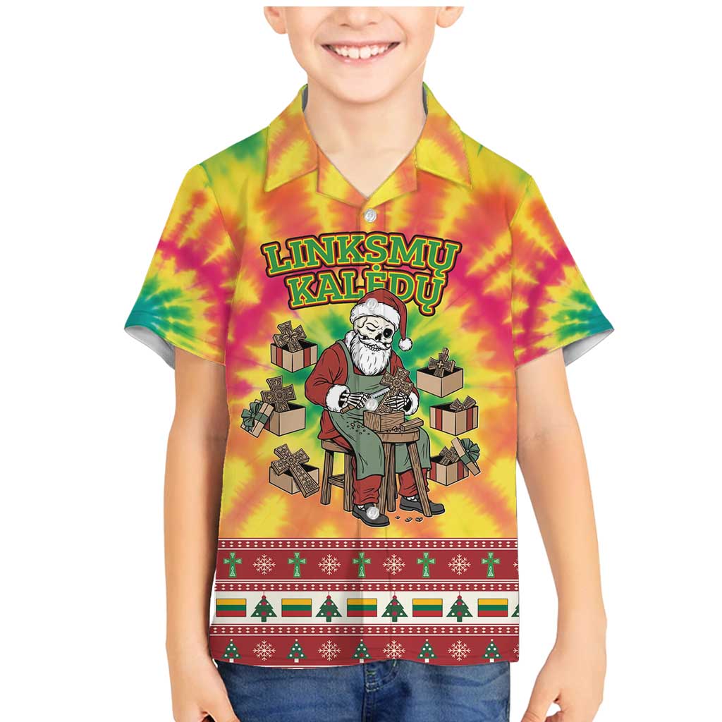 Personalized Lithuania Christmas Family Matching Mermaid Dress and Hawaiian Shirt Skeleton Cross Tie-Dye Vintage - Wonder Print Shop