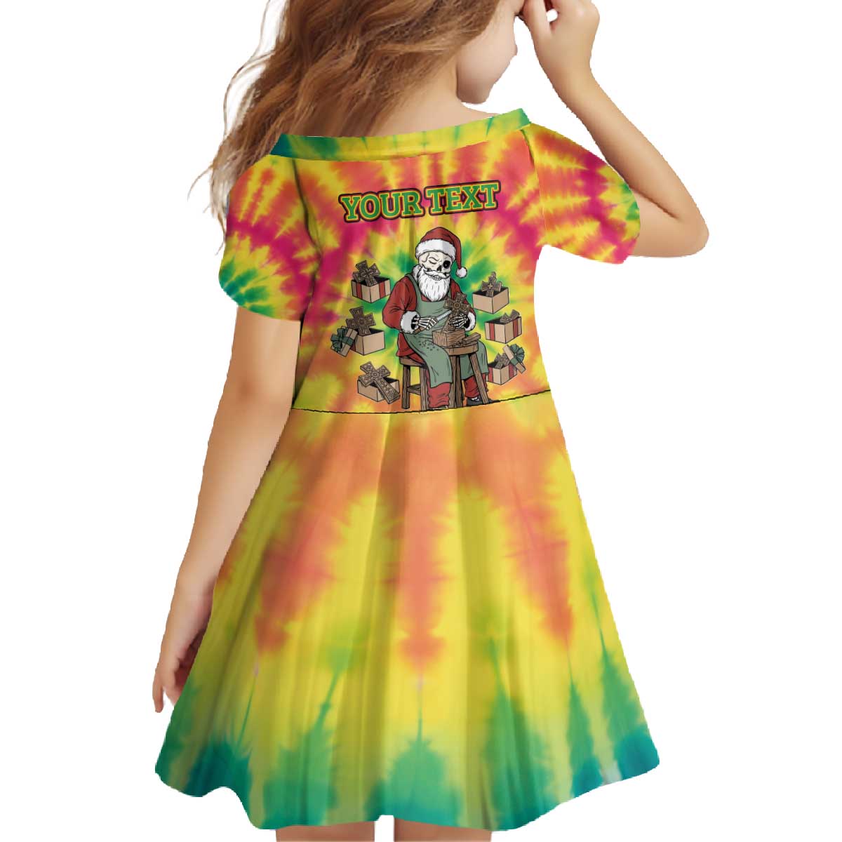 Personalized Lithuania Christmas Family Matching Off The Shoulder Long Sleeve Dress and Hawaiian Shirt Skeleton Cross Tie-Dye Vintage - Wonder Print Shop