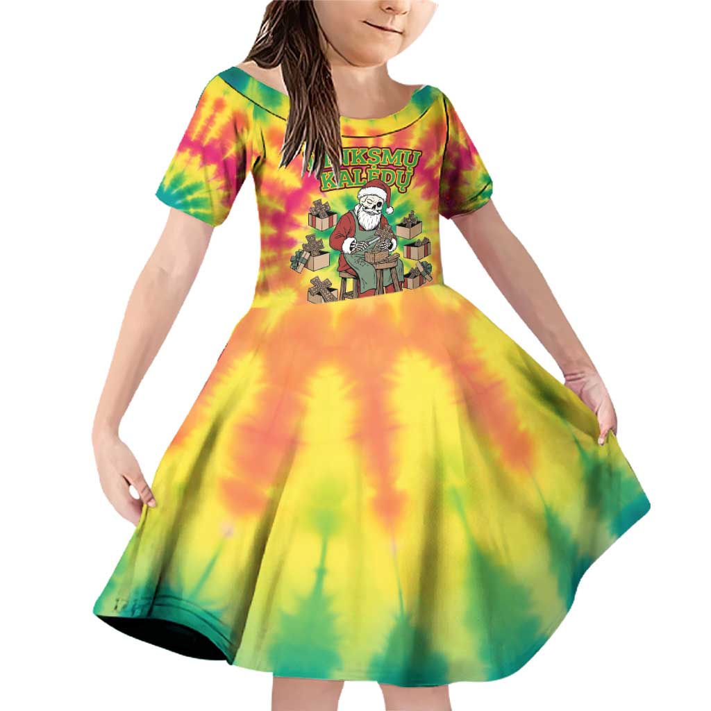 Personalized Lithuania Christmas Family Matching Off Shoulder Short Dress and Hawaiian Shirt Skeleton Cross Tie-Dye Vintage - Wonder Print Shop