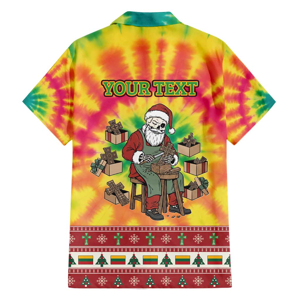 Personalized Lithuania Christmas Family Matching Off Shoulder Short Dress and Hawaiian Shirt Skeleton Cross Tie-Dye Vintage - Wonder Print Shop