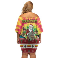 Personalized Lithuania Christmas Family Matching Off Shoulder Short Dress and Hawaiian Shirt Skeleton Cross Tie-Dye Vintage - Wonder Print Shop