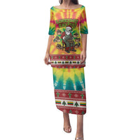 Personalized Lithuania Christmas Family Matching Puletasi and Hawaiian Shirt Skeleton Cross Tie-Dye Vintage - Wonder Print Shop