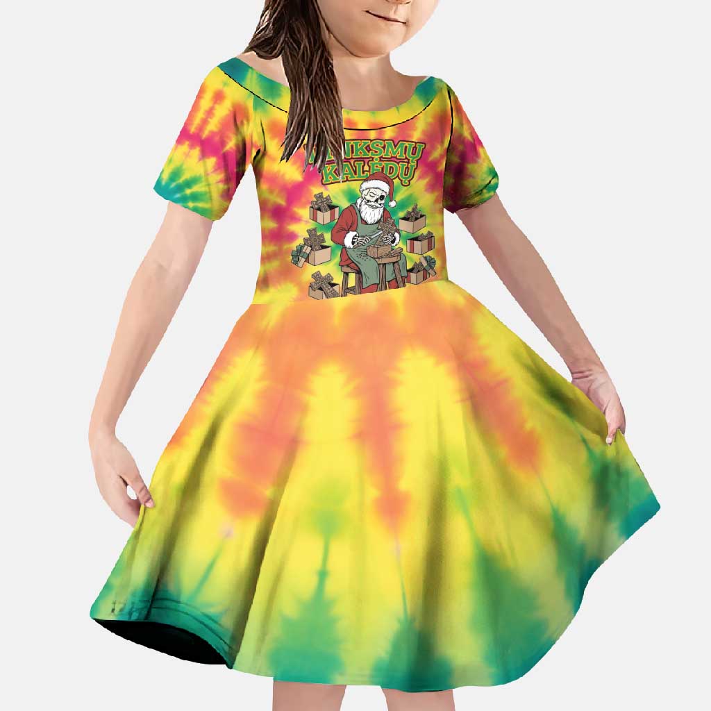 Personalized Lithuania Christmas Family Matching Tank Maxi Dress and Hawaiian Shirt Skeleton Cross Tie-Dye Vintage - Wonder Print Shop