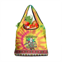 Personalized Lithuania Christmas Grocery Bag Skeleton Cross Tie-Dye Vintage - Wonder Print Shop