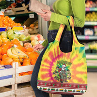 Personalized Lithuania Christmas Grocery Bag Skeleton Cross Tie-Dye Vintage - Wonder Print Shop