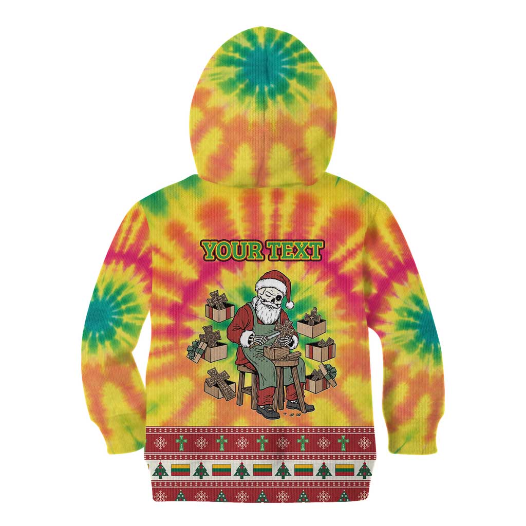 Personalized Lithuania Christmas Kid Hoodie Skeleton Cross Tie-Dye Vintage - Wonder Print Shop
