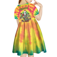 Personalized Lithuania Christmas Kid Short Sleeve Dress Skeleton Cross Tie-Dye Vintage - Wonder Print Shop