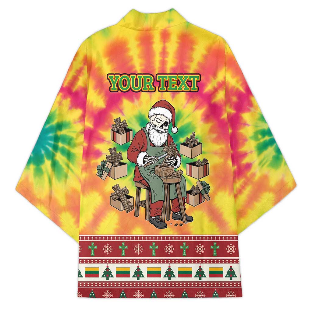 Personalized Lithuania Christmas Kimono Skeleton Cross Tie-Dye Vintage - Wonder Print Shop