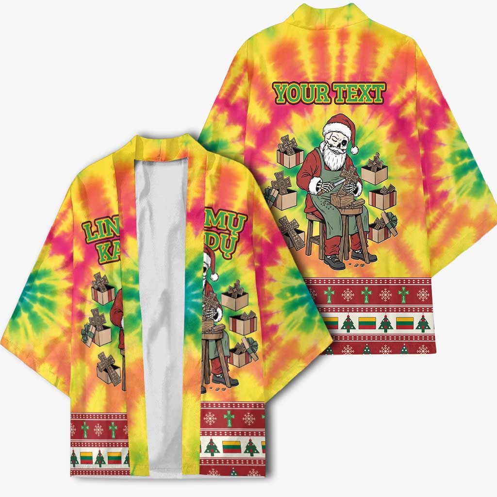 Personalized Lithuania Christmas Kimono Skeleton Cross Tie-Dye Vintage - Wonder Print Shop