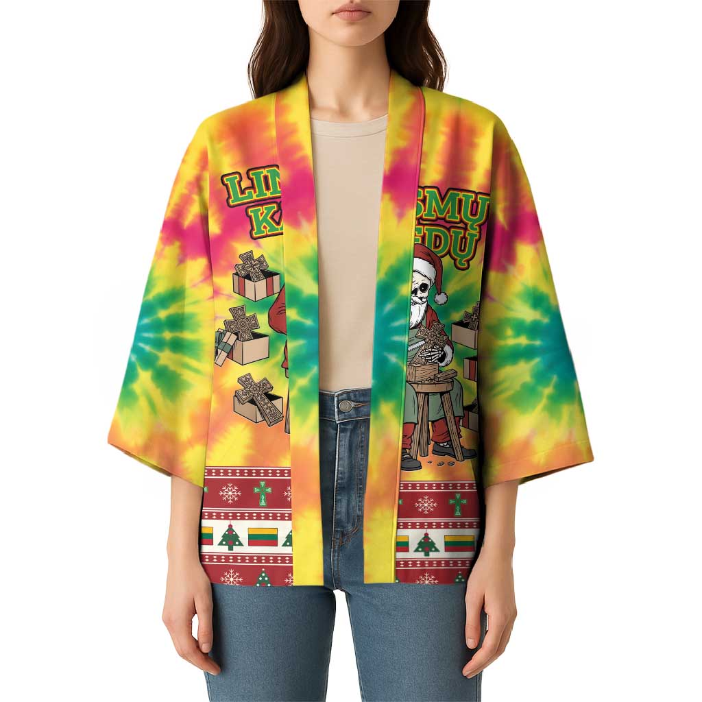 Personalized Lithuania Christmas Kimono Skeleton Cross Tie-Dye Vintage - Wonder Print Shop