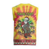 Personalized Lithuania Christmas Knitted V-Neck Vest Skeleton Cross Tie-Dye Vintage - Wonder Print Shop
