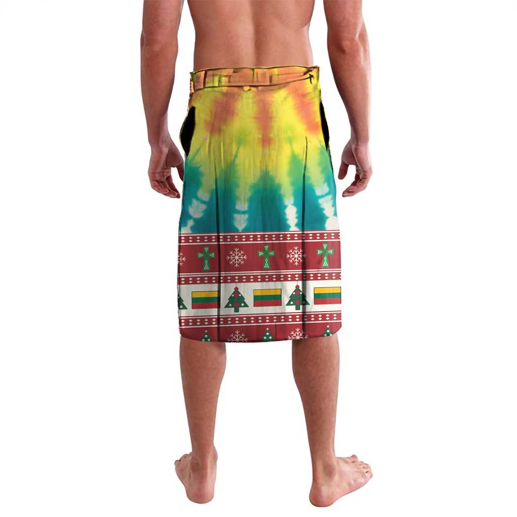 Personalized Lithuania Christmas Lavalava Skeleton Cross Tie-Dye Vintage - Wonder Print Shop