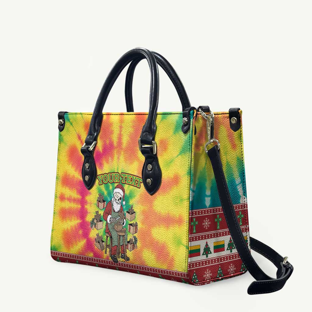 Personalized Lithuania Christmas Leather Bag Skeleton Cross Tie-Dye Vintage - Wonder Print Shop