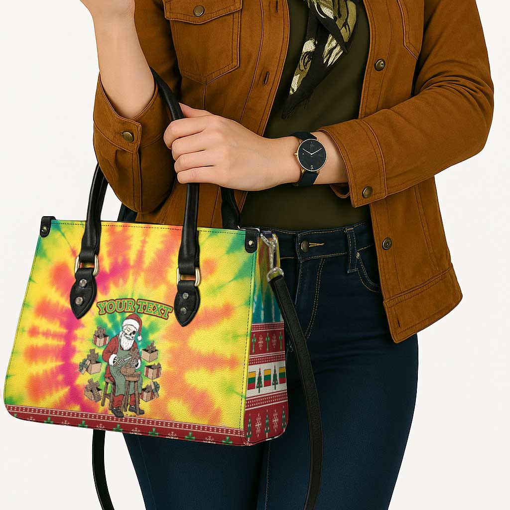 Personalized Lithuania Christmas Leather Bag Skeleton Cross Tie-Dye Vintage - Wonder Print Shop