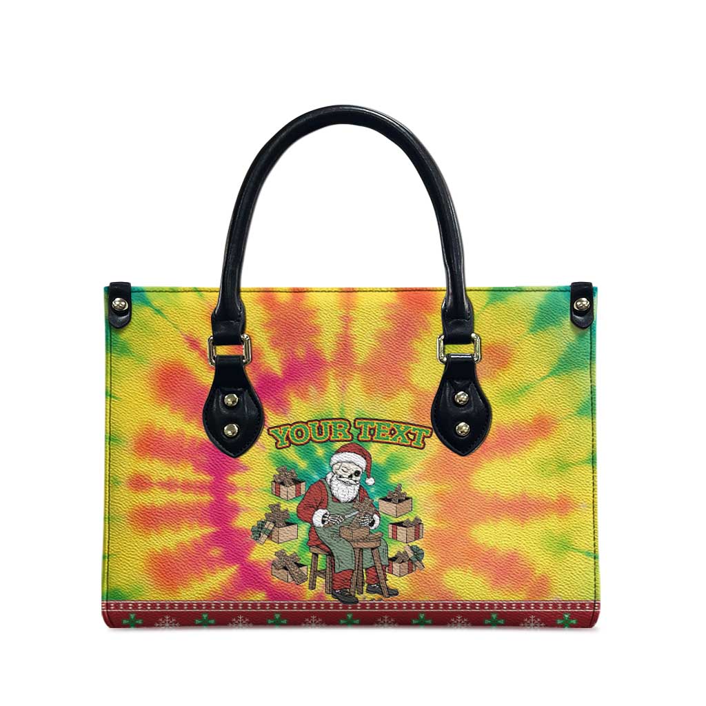 Personalized Lithuania Christmas Leather Bag Skeleton Cross Tie-Dye Vintage - Wonder Print Shop