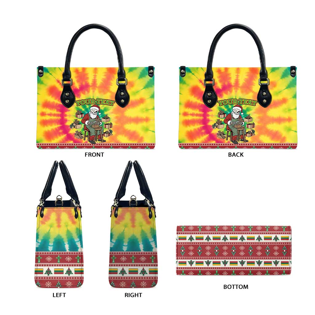 Personalized Lithuania Christmas Leather Bag Skeleton Cross Tie-Dye Vintage - Wonder Print Shop