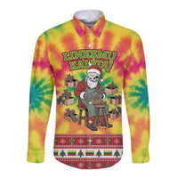 Personalized Lithuania Christmas Long Sleeve Button Shirt Skeleton Cross Tie-Dye Vintage - Wonder Print Shop