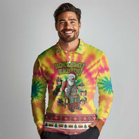 Personalized Lithuania Christmas Long Sleeve Polo Shirt Skeleton Cross Tie-Dye Vintage - Wonder Print Shop