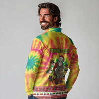 Personalized Lithuania Christmas Long Sleeve Polo Shirt Skeleton Cross Tie-Dye Vintage - Wonder Print Shop