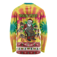 Personalized Lithuania Christmas Long Sleeve Shirt Skeleton Cross Tie-Dye Vintage - Wonder Print Shop