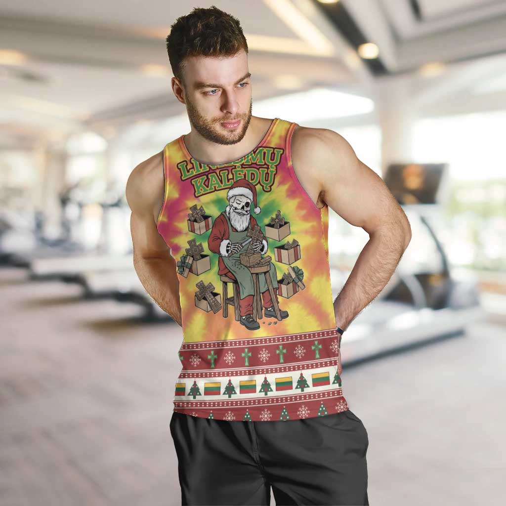 Personalized Lithuania Christmas Men Tank Top Skeleton Cross Tie-Dye Vintage - Wonder Print Shop