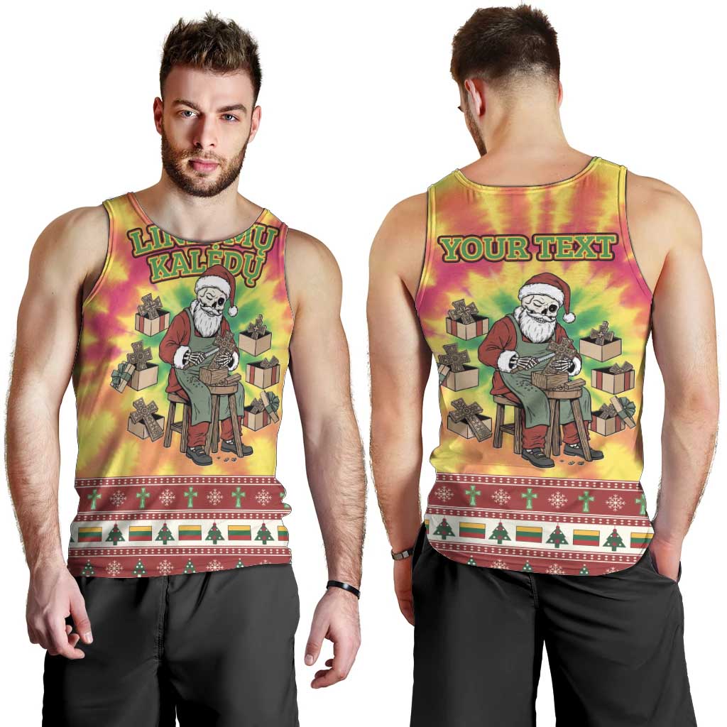 Personalized Lithuania Christmas Men Tank Top Skeleton Cross Tie-Dye Vintage - Wonder Print Shop