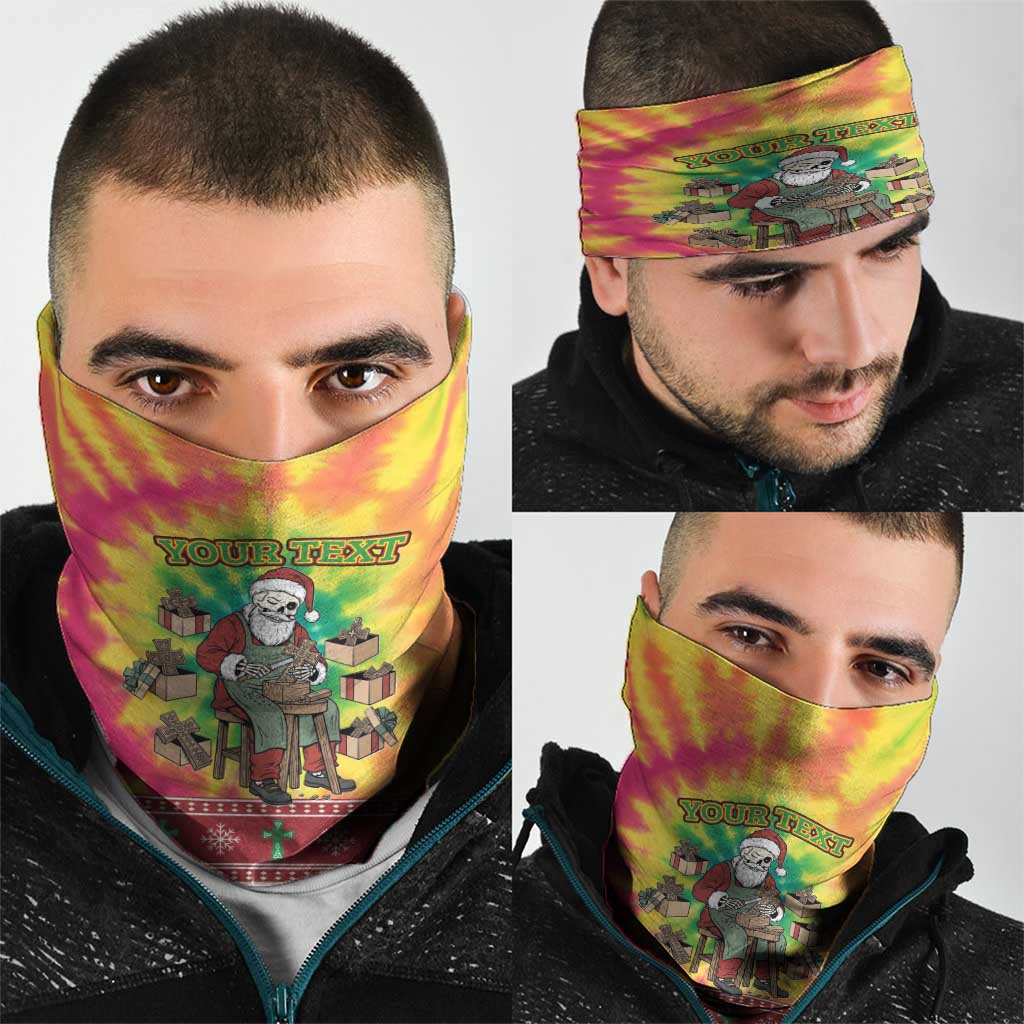 Personalized Lithuania Christmas Neck Gaiter Skeleton Cross Tie-Dye Vintage - Wonder Print Shop