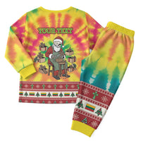 Personalized Lithuania Christmas Pajama Set Skeleton Cross Tie-Dye Vintage - Wonder Print Shop