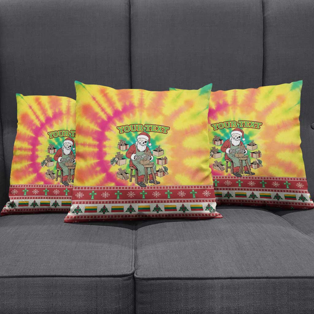 Personalized Lithuania Christmas Pillow Cover Skeleton Cross Tie-Dye Vintage - Wonder Print Shop